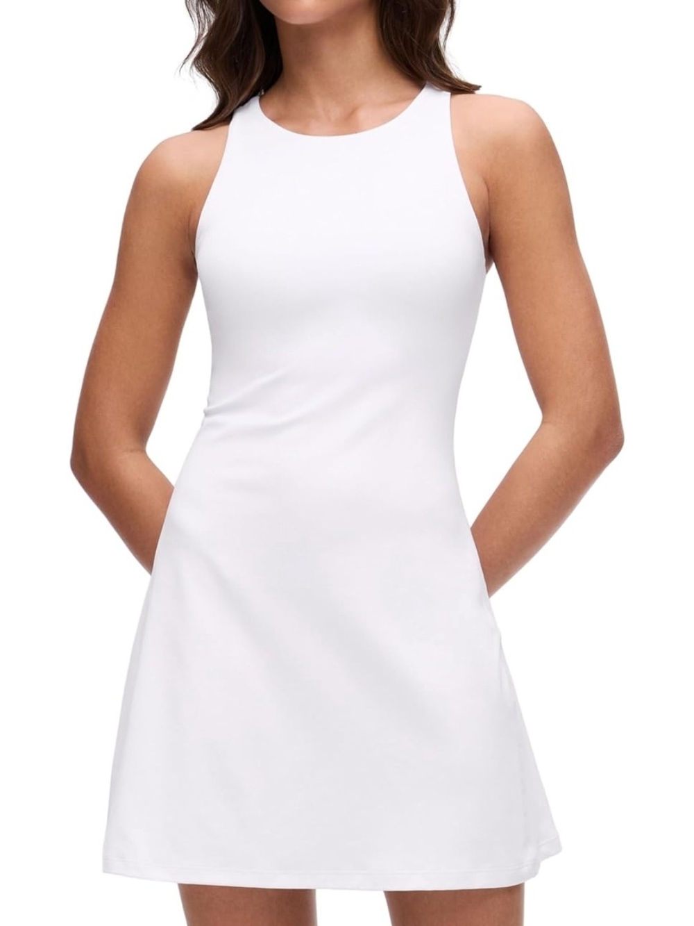 CRZ YOGA White Sleeveless Mini A-Line Dress